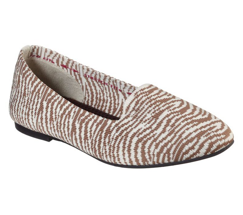 Skechers Dam Beige/Bruna Platta Skor - Cleo - Knitty Zebra - Sverige (HPVZX-4875)